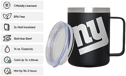 FOCO NFL unisex-adult NFL Team Color Insulated Stainless Steel 14oz Travel Mug w Lid - Image 2