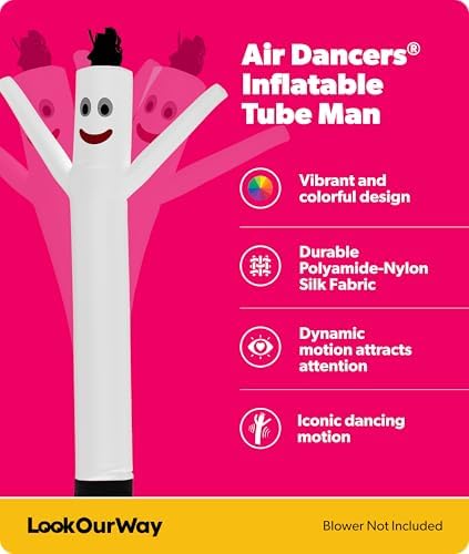 LookOurWay Air Dancers Wacky Waving Inflatable Tube Man Attachment - 7 Feet Tall Advertising Air Dancer Waving Man Inflatable Tube Guy - Blower Not Included - White - Image 2