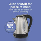 Hamilton Beach (76606ZA) Smooth Touch Electric Automatic Can Opener, Black and Chrome & Electric Tea Kettle, Water Boiler & Heater, 1.7 Liter, Cordless Serving, 1500 Watts, Stainless Steel (40880) - Image 7
