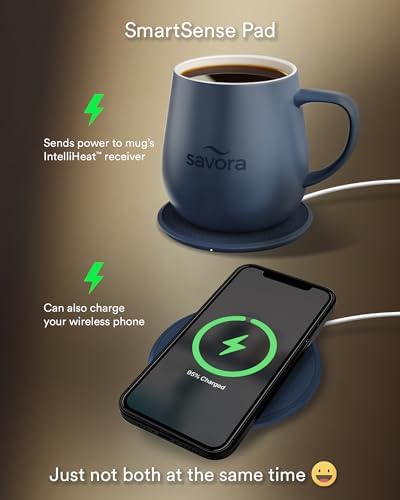 12oz IntelliHeat™ Coffee Mug | Barista’s Choice | Exclusive Wireless SmartSense Pad | Maintains Perfect 135°F | Hand-Crafted Ceramic Mug & Lid | for Tea Drinkers | Backed for Life - Blue - Image 3