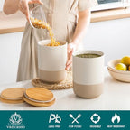 vancasso Sabine Large Ceramic Canister Set with Airtight Wood Lids - 2-Piece Kitchen Food Storage Jars for Flour, Sugar, Coffee & Tea (74 oz Each) - Big Capacity Countertop Jars - Image 3