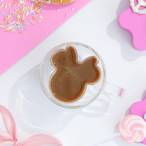 JoyJolt Disney Minnie Mouse 3D Double Wall Glass Mugs with Handles, 13oz Glass Coffee Cups Set of 2, Insulated Clear Glasses for Tea or Latte, Disney Glasses - Image 7