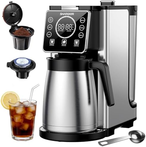 SHARDOR Single Serve & Carafe Coffee Maker, Dual Brew for K Cup Pods & Ground Coffee, Hot & Iced Drip Coffee Machine, 6-24oz Sizes, 95oz Removable Water Reservoir, 24H Programmable, Thermal Carafe by Shardor