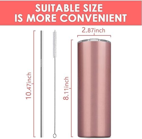 Tumbler with Straw and Lid, Insulated Coffee Travel Mug Tumbler 20 oz Stainless Steel Double Wall Reusable for Iced Drink, Women and Men Gift, Home Office, Outdoor - Image 3