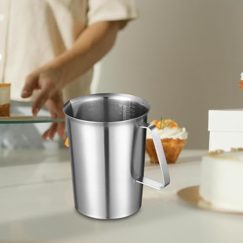 Measuring Cup, Stainless Steel Measuring Cups, Liquid Measuring Jug Water Mixing Juice, Milk Frothing Pitcher Milk Frother Cup with Marking with Handle for Espresso Machines - Image 5