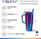 Silipint 32oz Silicone Tumbler with Handle, Flip Lid and Straw – Pack of 1 BPA-Free, Non-Toxic, Microwave, Dishwasher Safe Tumbler – Perfect for Tea, Cold Water, Smoothies (Cool Berry Crush) - Image 2