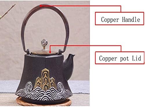 1200ml Japanese Cast Iron Teapot With Copper Lid - Large Cast Iron Tea Kettle Maintains Temperature - Vintage Tea Kettle - Collector's Item For Tea Aficionados - Image 4