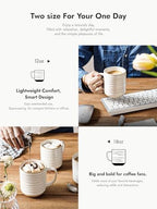 LE TAUCI Ceramic Coffee Mugs Set of 4, 18 oz, Rustic Style, Arctic White - Image 5