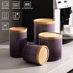 Sweejar Ceramic Food Storage Jar, Stackable Kitchen Canisters, Containers with Airtight Seal Wooden Lid for Serving Coffee Bean, Flour, Tea, Cookies, Spice and More - 58 Fl Oz (Gradient Purple) - Image 2