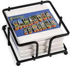 CafePress Saratoga Springs New York Tumbled Stone - Set of 4 Coasters Set of 4 w/holder by CafePress