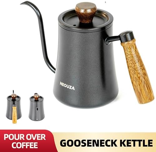 NEOUZA 500ml Gooseneck Kettle, 304 Stainless Steel Stovetop Safe Kettle for Pour Over Coffee and Tea, Precision Spout & Wooden Handle - Image 6