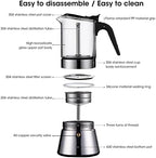 Jiawu Pot, Classic Stovetop Espresso Maker, Stainless Steel Italian and Cuban Coffee Maker, Premium Crystal Glass Top Espresso Pot, Easy to Operate & Quick Cleanup (240ml) - Image 2