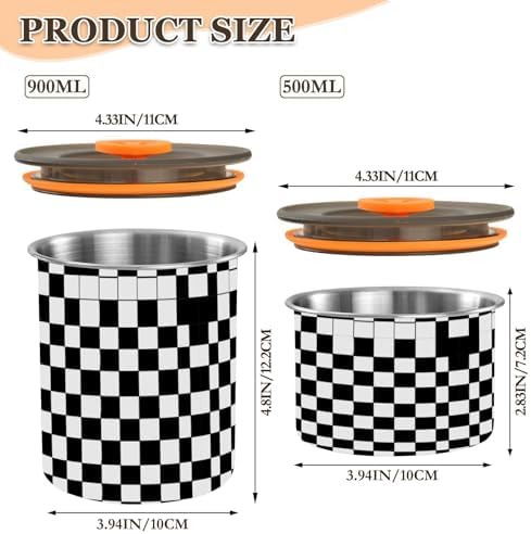 Stainless Steel Coffee Storage Containers with Airtight Lid, Black Buffalo Plaid 30oz Food Storage Container Kitchen Canister for Tea, Coffee Beans, Ground, Sugar Storage - Image 3