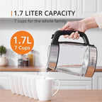 KRUPS 1.7L Glass Electric Kettle: Fast-Boiling 1500W with LED Indicator, Anti-Scale Filter, Auto Shut-Off, and Cordless Design - Boil 1 Cup in 80 Seconds for Perfect Tea and Coffee - Image 5