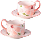 KAMMAK Coffee Cups and Saucers Set of 2, 8.5oz Ceramic Tea Cup with Saucer by KAMMAK