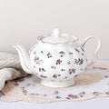 Floral Teapot with Infuser, 33oz, Ceramic Tea Pot with Tea Strainers for Loose Leaf Tea, Rose Teapots for Tea Party, New Bone Porcelain Teapot by Ursword
