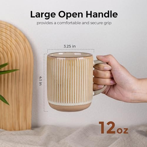 GBhome Coffee Mugs Set of 4, 12 oz Coffee Cups with Large Handle - Image 2