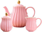 Jusalpha Porcelain Tea Set- Teapot and Creamer Sugar Bowl Set, Pink by Jusalpha