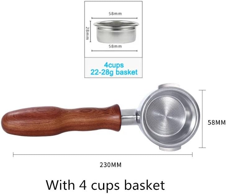 58MM Bottomless Filter Portafilter,Compatibility E61 brewing head, with 1/2/4 cups basket(Type q) - Image 2