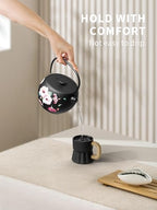 Toptier Teapot with Removable Infuser, Cast Iron Tea Kettle Stovetop Safe, Solid Geometry Ball Design Tea Pot Coated with Enameled Interior for 32 Ounce (950 ml), Morning Glory - Image 4