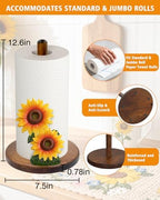 GAJ Sunflower Paper Towel Holder & Mug Tree - Modern Farmhouse Sunflower Decor for Kitchen Coffee Bar - Gifts for Women - 3D Yellow Stuff Decorative Accessories - Image 5