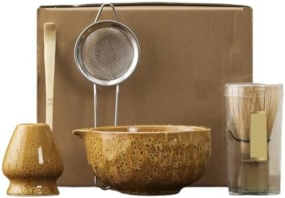 1set Of Matcha Ceramic Set, Including Kiln Transformation Bowl, Whisk(Earthy yellow) by Unknown