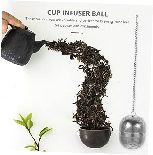 PRETYZOOM 5pcs Stainless Steel Loose Leaf Tea Infuser Food-grade Tea Strainer with Base for Brewing Spices Condiments for Home - Image 6