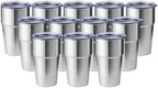 MEWAY 16oz Tumbler Double Wall Vacuum Insulated Travel Mug Bulk, Stainless Steel Tumblers with Lid, Powder Coated Coffee Cups for Cold & Hot Drinks (Silver,12 Pack) by MEWAY