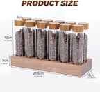 Coffee Bean Container, Single Dose Coffee Bean Storage, 12 Tubes Glass Storage with Wooden Stand, Leakproof Moisture-Proof Espresso with Lids for Tea, Spices - Image 3