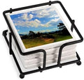 CafePress New Zealand Skyline Tumbled Stone - Set of 4 Coasters Set of 4 w/holder by CafePress