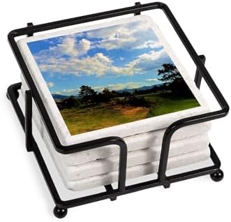 CafePress New Zealand Skyline Tumbled Stone - Set of 4 Coasters Set of 4 w/holder by CafePress