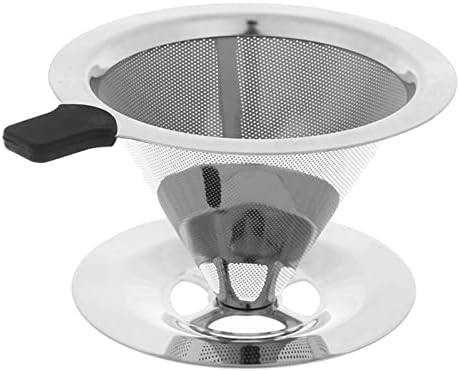 Coffee Filters Reusable Coffee Filter Tea Strainer Stainless Steel Cone Baskets Mesh Dripper with Stand Holder - Image 3