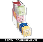 mDesign Plastic Kitchen Pantry, Cabinet, Countertop Organizer Storage Station with 3 Drawers for Coffee, Tea, Sugar Packets, Sweeteners, Creamers, Drink Pods, Packets - 3 Sections - Clear - Image 6