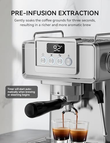 SUMSATY 20 Bar Espresso Machine Stainless Steel with Powerful Milk Frother - Image 3
