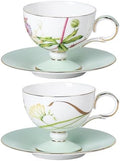 KAMMAK Tea Cups Set of 2,Ceramic Floral Pattern Demitasse Cup by KAMMAK