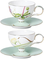 KAMMAK Tea Cups Set of 2,Ceramic Floral Pattern Demitasse Cup by KAMMAK
