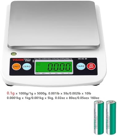 VisionTechShop VK-4C 0.1g Premium Food Kitchen Scale, Lb/Oz/Kg/g Switchable, Stainless Steel Plate Food Scale, LCD Display with Backlight, 10lb Max Capacity, 0.001lb Readability - Image 5