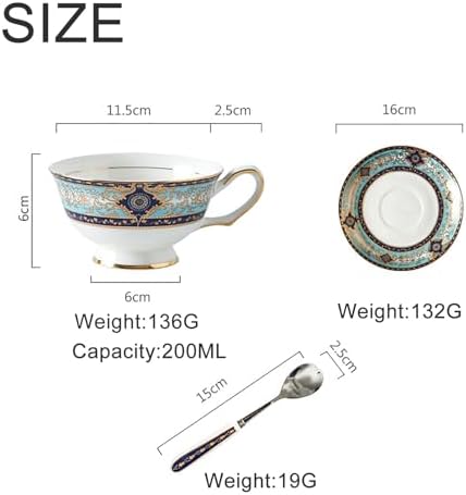 YUDIZWS Bone China Tea Cup Set with Gold Spoon And Gift Box, Porcelain Tea Coffee Cups and Saucers Set of 1 for Home Kitchen Wedding Women's Tea Party,3pcs - Image 2