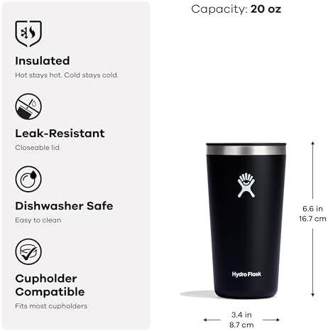Hydro Flask All Around Tumbler Press-in Lid, Insulated Travel Mug, Stainless Steel Coffee Cup 20 Oz White - Image 5
