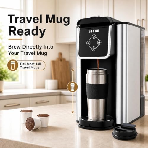SIFENE 3-in-1 Single Serve Coffee Machine, K-Pod & Tea Brewer, 50 oz, Black - Image 2