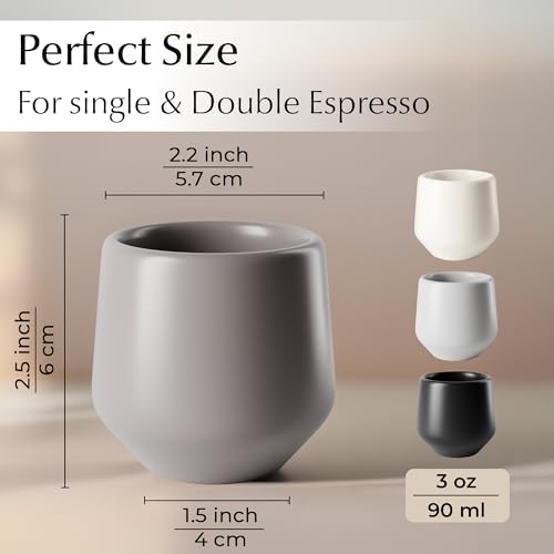 MIAMIO - Espresso Cups Set of 4, Mug, Ceramic (3oz) - Luxe (Classic Pastel) - Image 3