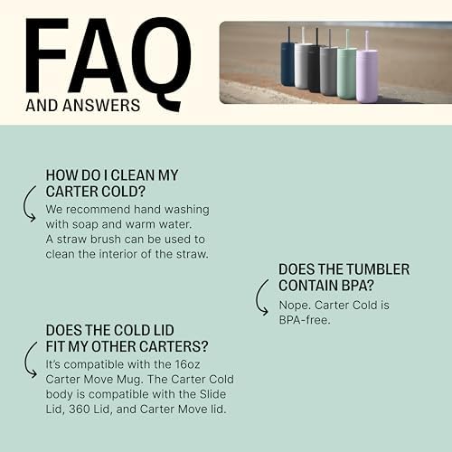 Fellow Carter Cold Ceramic Lined Tumbler 16 oz with Straw Lid, BPA-Free - Image 2