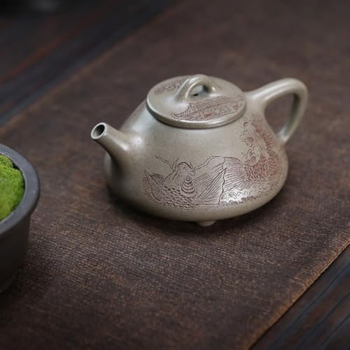 Tea Kettle Creative Hand-Carved Purple Clay Teapot Home Tea Room Tea Brewer Ceramic Tea Infuser - Image 7