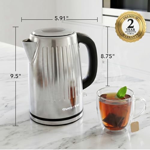 OVENTE 1.7L Stainless Steel Electric Kettle, 1750W Power, Silver KS711S - Image 6
