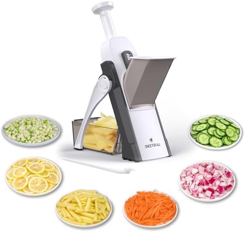 ONCE FOR ALL Upgrade Safe Mandoline Slicer Plus, Adjustable Vegetable Slicer DarkGray by ONCEFORALL