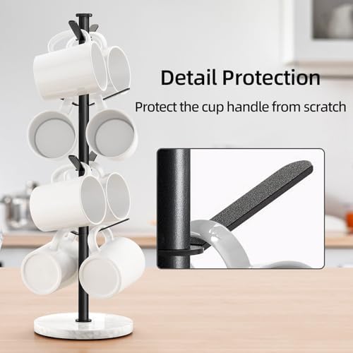 Gypie Marble Mug Holder Tree, 8 Hooks Small Coffee Cups Stand, Black - Image 3