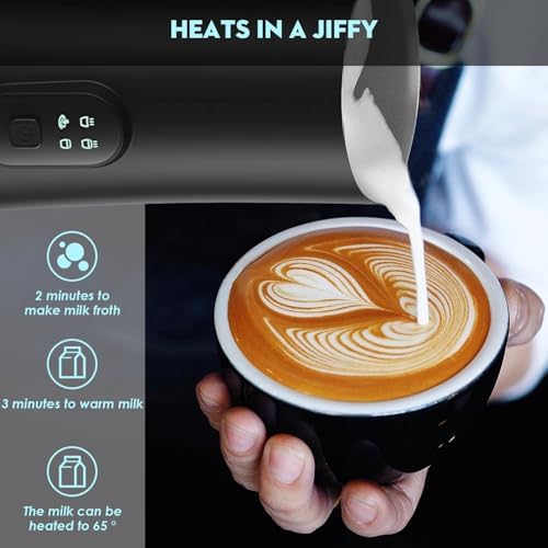 Electric Milk Frother 4 in 1 Milk Steamer 11.8oz 350ml Automatic Hot and Cold Foam Maker with 304 Stainless Steel Interior for Latte Cappuccino Macchiato Coffee Hot Chocolate - Image 5
