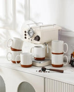 MALACASA 16oz Ceramic Coffee Mugs Set of 6, Khaki White - Image 6