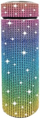 17 oz Bling Stainless Steel Water Bottle Rhinestone Vacuum Water Bottle Glitter Bottles Diamond Vacuum Flask Mug Gift Girls Women (500ml),Colorful by Unknown