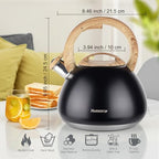 MARSKITOP Whistling Tea Kettle Stovetop 2.6 Quart Black - Image 2